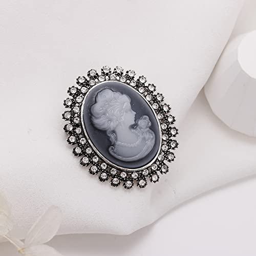 Image of lureme Vintage Elegant Victorian Lady Beauty Cameo with Crystal Brooch Pin (br000017)