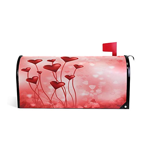 WOOR Valentine's Day Pink Hearts Magnetic Mailbox Cover Oversized for Garden Yard Outdoor Decorations-25.5