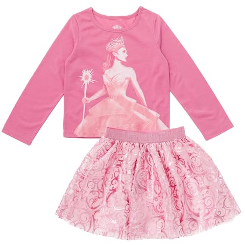 Wicked Glinda Big Girls T-Shirt and Tulle Skirt Paisley Pink 10-12