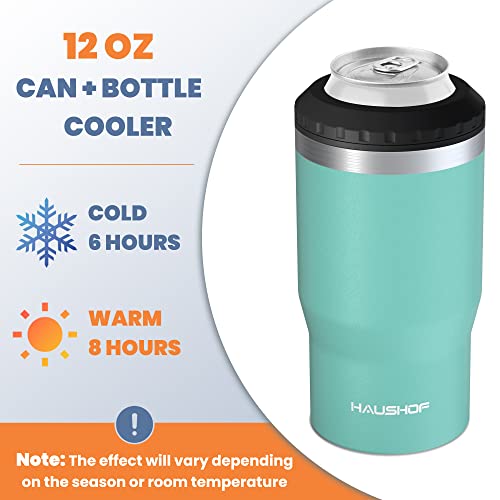 Haushof 12 Oz Can Cooler, 4 In 1 Insulated Stainless Steel Can Insulator, Fits For 12 Oz Standard Can|12 Oz Slim Can|12 Oz Beer Bottle, Perfect For Camping, Beach, Picnic #TOP5