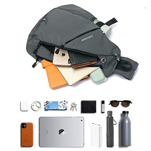 Titecougo Sling Backpack Travel Shoulder Bag Lightweight Chest Daypack One Strap Crossbody Bags Camp Day Packs For Women And Men Hiking Accessories Large Gray #TOP2