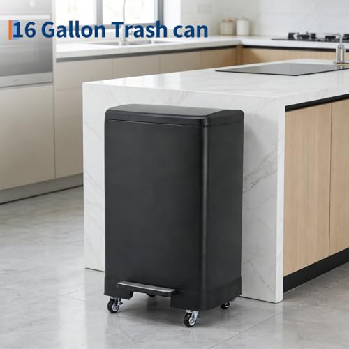 Caneca de basura rectangular de acero inoxidable 60 L con ruedas miniatura 2