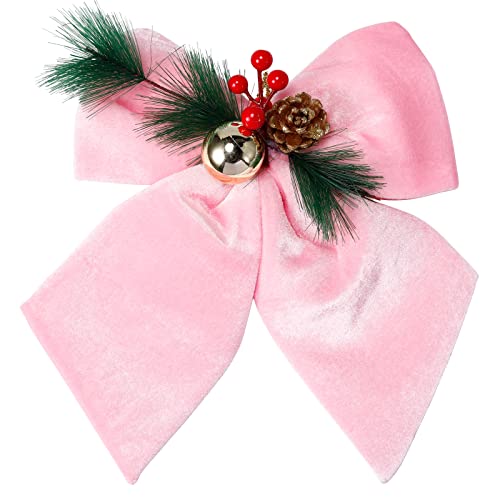 allgala Christmas Decorative Velvet Bows for Wreath Garland Christmas Tree-2 Pack-10 (20x25cm)-Pink-XBW92209
