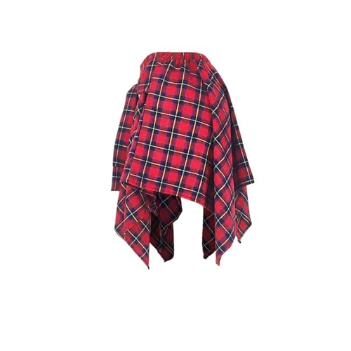 RAMOUG Summer Knot Skirts for Women Plaid Asymmetrical Hem High Waist Y2K Mini Short Skirt3