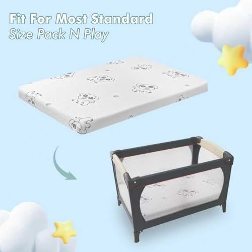 Image of Pack and Play Mattress, 38 inchx26 inch Memory Foam Pack N Play Mattresses | Dual Sided Breathable Portable Baby Mattress for Pack N Play Playpen with Removale Washable Cover