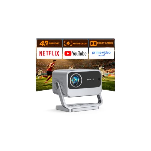 Image of [4000 ANSI & Now with Netflix] 4K Projector with WiFi and Bluetooth, Auto Focus Keystone Smart Projector Display Booths, Outdoor Projector with Adjustable Stand