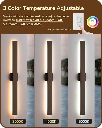 Image of EDISHINE 2 Pack Modern LED Outdoor Wall Lights, 39.3 inch Linear Bronze Sconce