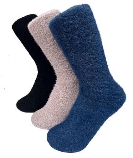 3 Pair Fur Socks - Soft & Cozy Solid Winter Woolen Thick Warm Lined Stretchy Elastic Casual Socks (Without Thumb) for Girls/Ladies/Women_Free Size-image-20