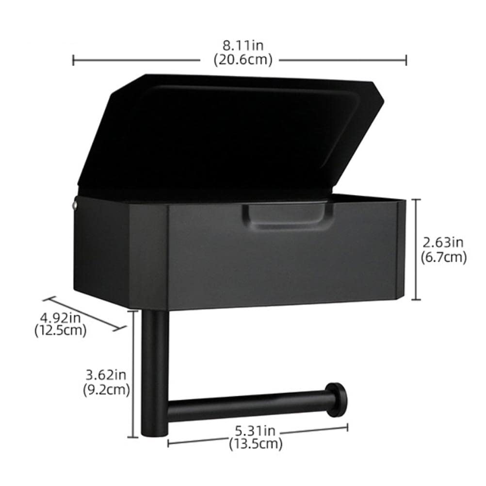 Estante para Papel Higiénico de Acero Inoxidable 304, Soporte para Papel Higiénico Montado en la Pared con Dispensador de Toallitas Húmedas, Brazo Largo de 5,31 Pulgadas, Tamaño