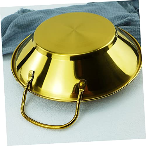 Wok de acero inoxidable dorado 22.8x22.8x4.8 cm miniatura 5