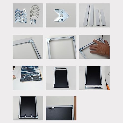 Image of 18 Pcs L Shaped Photo Frame Hardware Picture Frame Hangers Flat Angle Corner Bracket Fasteners for Hanging Photos Frame