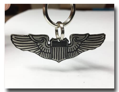 Air Force Pilot Wings Pet ID Tag-Unique Custom Aviator Pilot Wings Personalized Dog Collar Tag-Fighter Pilot Badge (2.50", Brass)