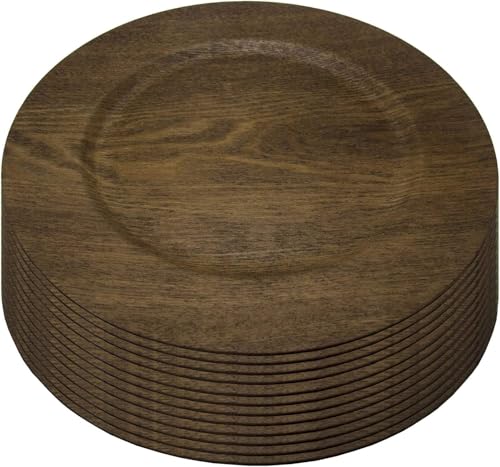 Platos Cargadores Melamina Estilo Madera 13" Set 12 miniatura 1