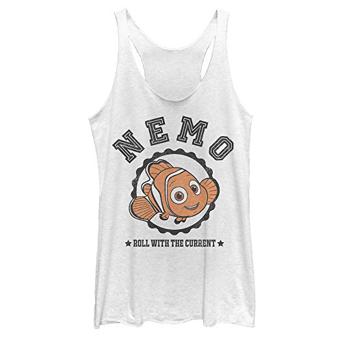 Womens Finding Dory Nemo Roll with Current Racerback Tank Top - White Heather - X Large