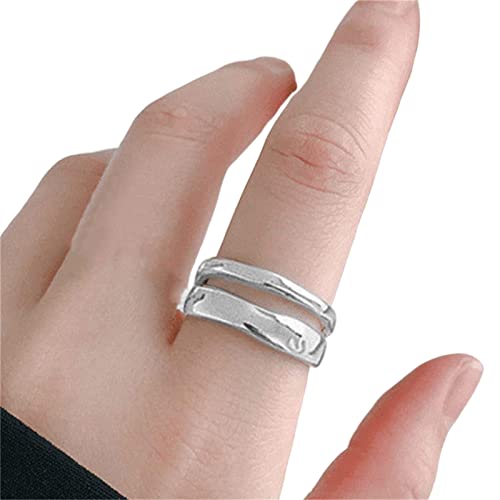Meditación sobre Ansiedad – Anillo Abierto Minimalista Plata Ley 925 – Joyas Fidget Ajustables, Anillos Banda apilables, Anillo Fidget, Alianza Boda para niñas, Anillo