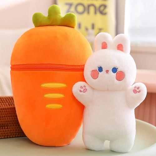 Image of Kidology Plush Toy Pillow, Reversible Bunny, Cute Rabbit Sofa Pillow, Easter Bunny Stuffed Animal Cute Rabbit Plushie Birthday Gift for Boys Girls and Kids (Medium, Carrot Bunny - Zipper)