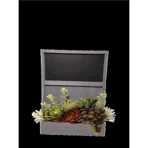Wall Mounted Chalkboard Key Rack with Planting Tray Barnwood