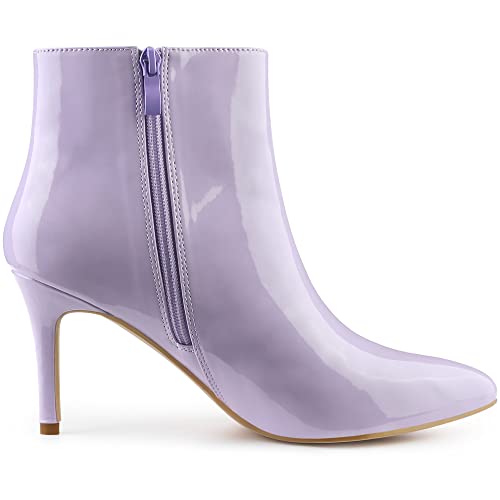 Allegra K Allegra K Women's Pointed Toe Stiletto High Heel Purple Ankle Boots 8 M US