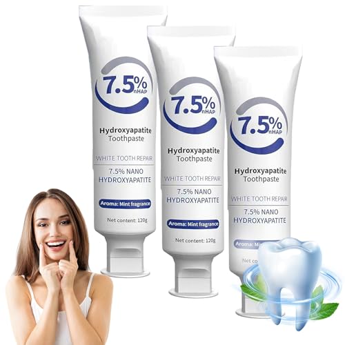 7.5% Hydroxyapatite Toothpaste, Hydroxyapatite Toothpaste for Advanced Enamel Protection, Fluoride-Free Toothpaste for Sensitive Teeth, Gentle Mint,Fresh Breath
