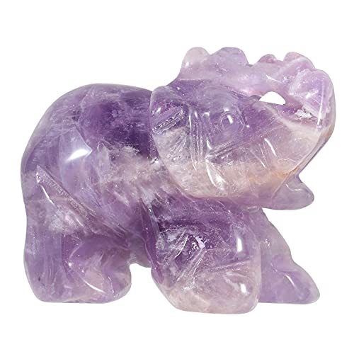 Amogeeli Améthyste Cristal Eléphant Figurine en Pierre Bibelot Statut Décoratif Pierre de Poche Guérie Décoration de Fengshui pour Guérir Reiki, 1.5 Pouce Cover