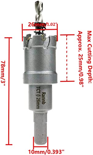 Rannb 1.02-Inch Hole Saw Carbide Tipped 26Mm Hole Saw For Cutting Stainless Steel Plate, Iron Steel #TOP1