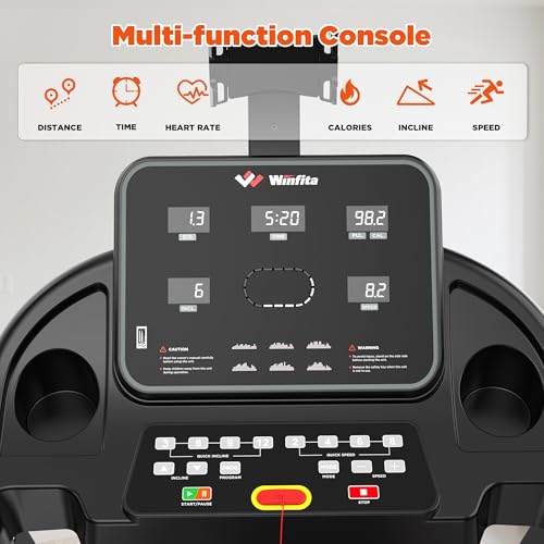 Image of 3.5HP Folding Treadmill Auto Incline, 300lbs, 8MPH, 17 inch Belt,64 Programs