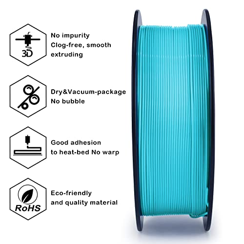 Image of ZIRO 3D Printing Filament, 1.75mm 1KG, Fit for Most FDM Printers, Cyan | Fit for Most FDM 3D Printer, 1.75mm 1KG Spool, Dimensional Accuracy + /-0.03mm, Colorful PLA FilamenT