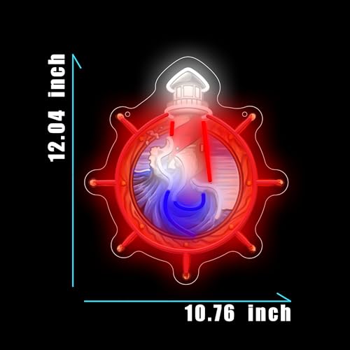 Image of Light House Neon Sign For Wall Decor, Colorful UV Printed Neon Light with Retro Design, LED Artwork for Bar, Bedroom, Game Room, Party Decoration Holiday Birthday Gifts