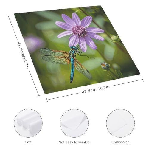 Vintage Flower Plant Dragonfly Servilletas de Tela Pack 4 miniatura 2