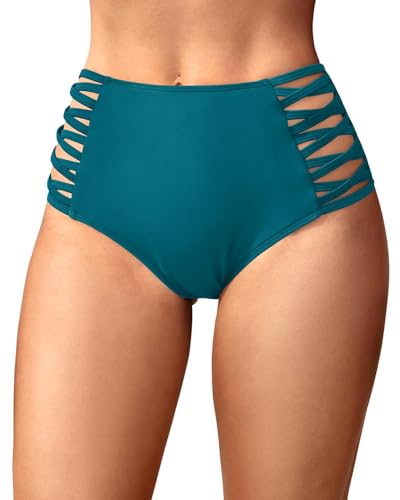 Image of Holipick Women High Waisted Bikini Bottoms Tummy Control Swimsuit Bottoms Strappy Swim Bottom