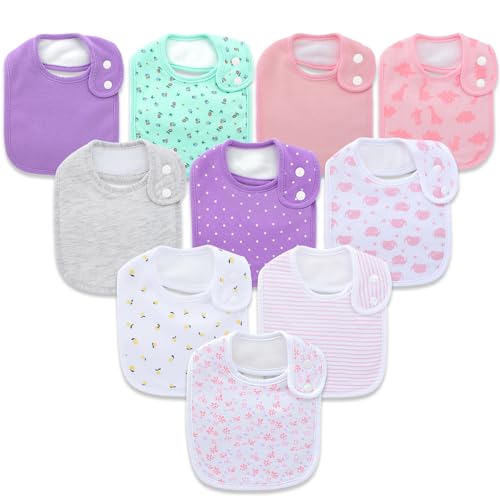 Image of Hakochia Baby Bibs Organic Cotton Super Soft and Absorbent With Adjustable Snap for Baby Boys and Girls
