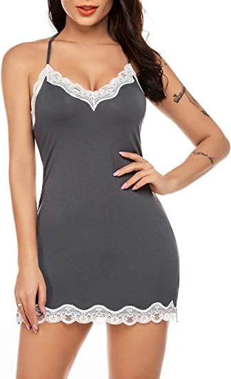 Avidlove Womens Nightgown Sexy Lace Sleepwear V Neck Full Slip Chemise Lingerie Cotton Night Gowns Babydoll Sleepshirt - Image 7