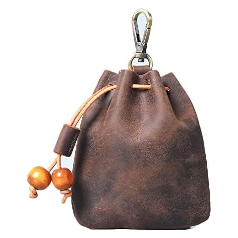 Payutou Leather Mini Medieval Pouch Key Chain Leather Wallet with Coin Pocket, Coin Organizer, Change Holder, Leather Coin Pouch Drawstring for Men & Women Adults & Students Cover