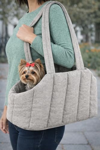Hundetasche - Tragetasche Gilian Hellgrau – 43x23x35cm – Polyester – Abnehmbarer Boden – Sicherheitsleine – Tragegriffe – leicht zu reinigen