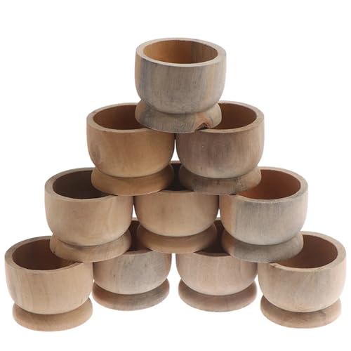 卵カップ、 10個セット 未塗装 ポータブルキッチンツール 木製収納ホルダー エッグトレイ