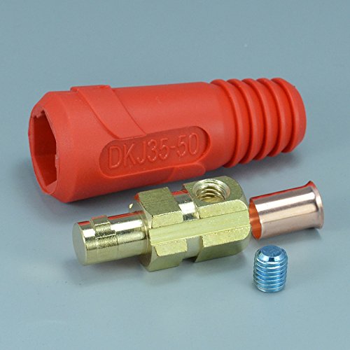 Tig Welding Cable Panel Connector-Plug Dkj35-50 Dkz35-50 300Amp Dinse Quick Fitting (Dkj35-50 Red) #TOP1