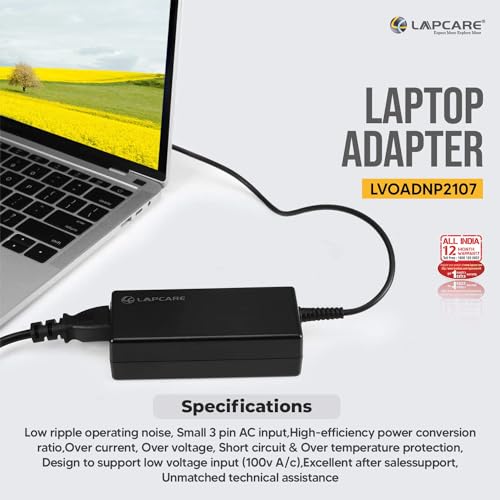 Image of Lapcare 20V 3.35A 65W Laptop Charger AC Adapter Power Supply Cord for Lenovo G570 B570 B575 G575 B470 IdeaPad N580 N585 Z580 Z585 N586 P400 P500 ADP-65KHB CPA-A065 PA-1650-56LC Series