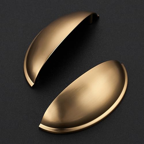 Image of Ravinte Champagne Bronze Drawer Pulls Cabinet Cup Pulls 3 Inch 20 Pack | Kitchen Hardware, Cup Pull Shape, Cabinet Handles, Drawer Handles, Smooth Drawer Grip,For Dressers, Cupboards