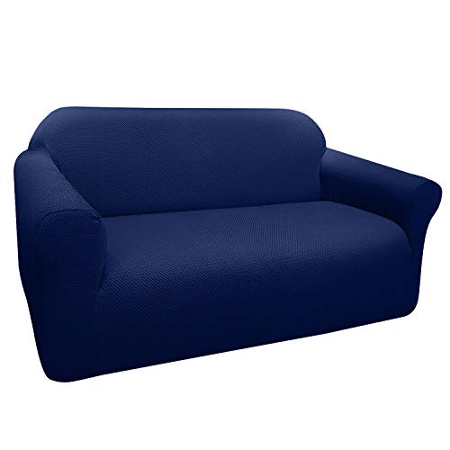 Granbest Thick Loveseat Sofa Covers 2 Seater Stylish Pattern Sofa Slipcover Stretch Jacquard Love Seat Cover for Living Room Dog Pet Furniture Protector (2 Seater, Navy Blue)