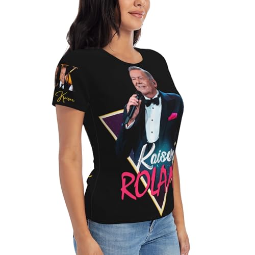 Roland Damen T-Shirt Kaiser Klassisches Rundhals Kurzarm Sommer Lässig Schwarz Tshirts Regular Fit Tee T Shirts für Frauen Mädchen Fans Geschenk