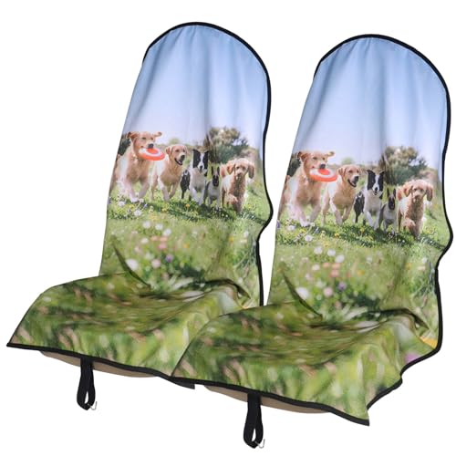 Image of Car Seat Cover Protector Front Seats,for Gym Workout,Running,Swimming,Beach and Hiking,Waterproof Sweat Towel Bucket Seat Covers for Cars SUV Trucks (Dog Print, 2Pcs)