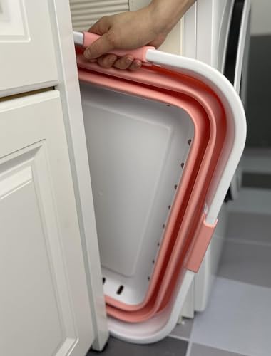 Image of SAMMART 42L (11 gallon) Collapsible Plastic Laundry Basket - Foldable Pop Up Storage Container /Organizer - Space Saving Hamper /Basket (1, White /Quartz Pink)