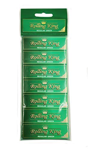 350 Rolling King REGULAR GREEN Cut Corners Quality Rolling Papers - 7 Booklets x 50 leaves