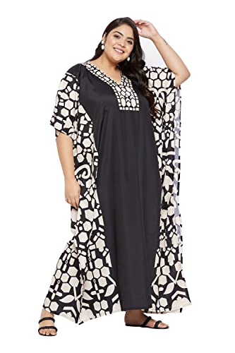 Image of Goood Times Plus Size Kaftan Long Maxi Kimono for Women, 52 inch Length, 3 /4 Sleeves, Caftan Nightgown for Women