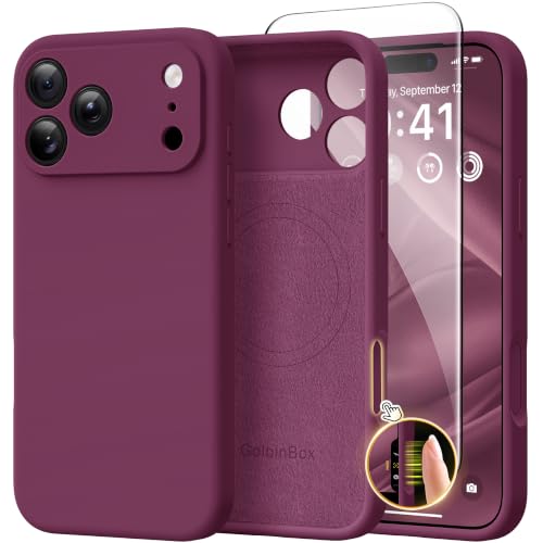 Image of GolbinBox Magnetic for iPhone 17 Pro Case, Silicone Cover, Deep Red