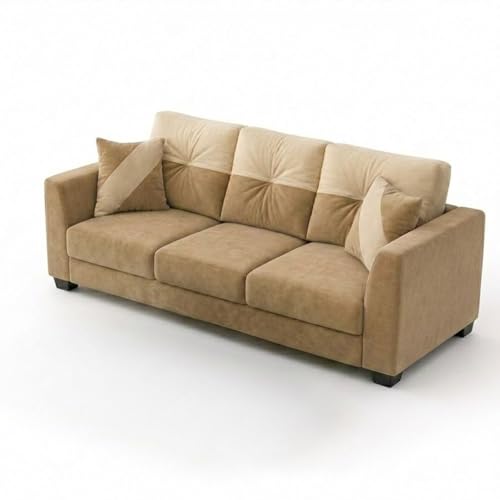 Image of Revola 5 Seater L Shape Sofa Set with 2 Movable Ottomans | Flexible Layout | Luxury Velvet Suede Fabric | Modern Living Room Sofa | Beige-Cream