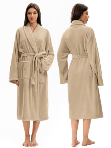 Image of Soft Robe For Women,Warm Plush Bath Robes Female,Spa Towel After Shower Lightweight Long Bathrobe