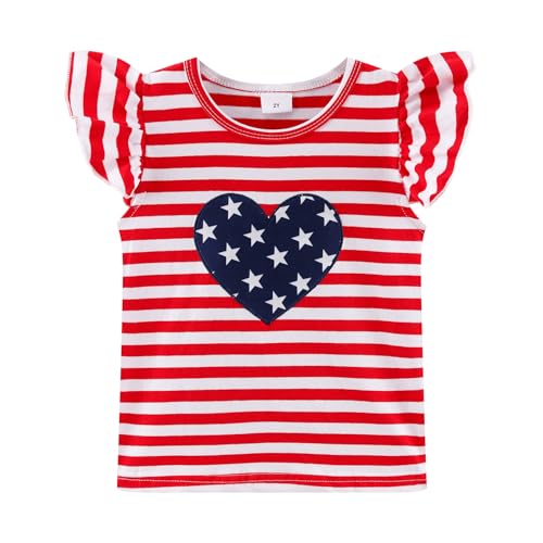 Image of Girls Summer Outfits Toddler Baby Girls Short Sets 2 Piece Clothing Set Flutter Sleeve Shirt and Short 2-7 Years