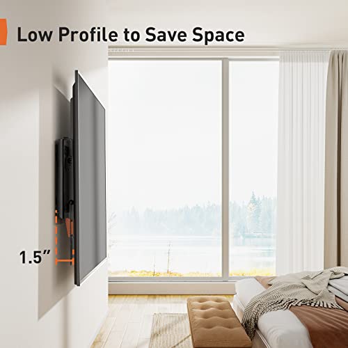 Perlegear Ul-Listed Tilting Tv Wall Mount For Most 37-75 Inch Tvs Up To 132 Lbs, Low Profile Tilt Tv Mount Wall Bracket For Flat Or Curved Tvs, Fits 24”/18”/16” Studs, Max Vesa 600X400Mm, Pglt2 #TOP2