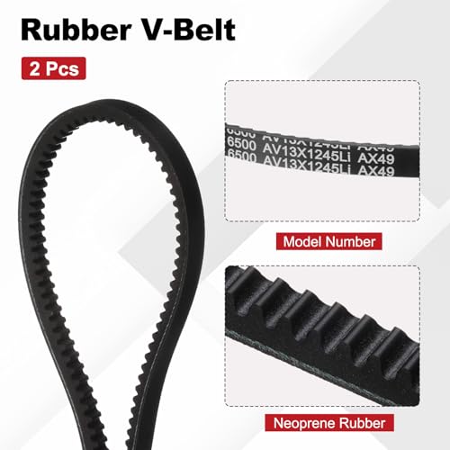 Image of AX49 Belt, Raw Edge Cogged Industrial Rubber EPDM V-Belt, Pack of 2 | 1 /2 inch(13mm) Width x 49 inch(1245mm) Inside Circumference x 5 /16 inch(8mm) Height